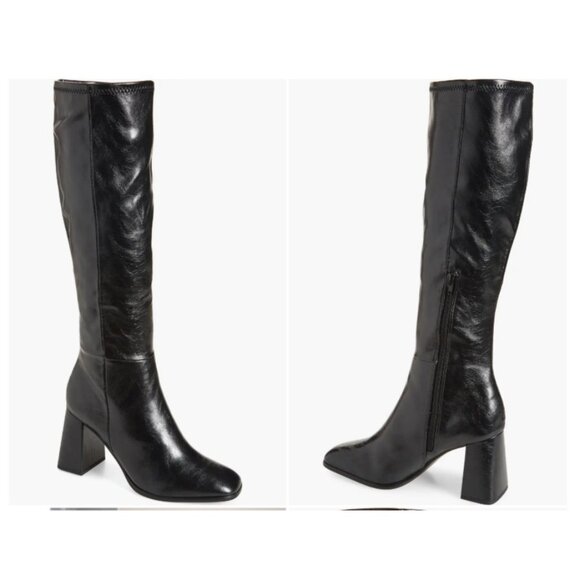 Steve Madden Shoes - Steve Madden Livah Knee High Boot Black Block Heel Slip On size 8.5